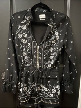 SAYLOR Black Floral Tie-Waist Romper